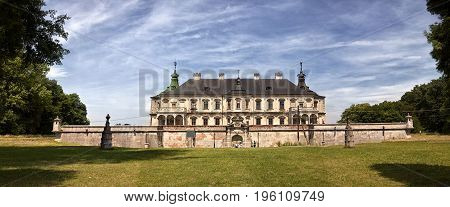 Medieval Pidhirtsi Castle Pidhirtsi village, Lviv region, Ukraine.Panoramic photo