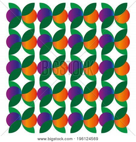 Leaf pattern with berries. Nature. Vector illustration.