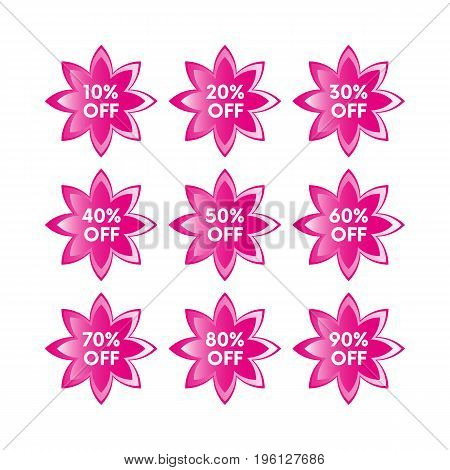 Special offer set. Sale set. Pink tag. Flower style. Vector illustration.