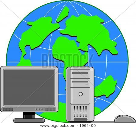 Počítač a Monitor s Globe