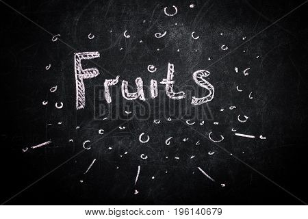 The Inscription Chalk Fruit On Black Board