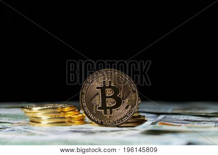 Cryptocurrency physical bitcoin coins.