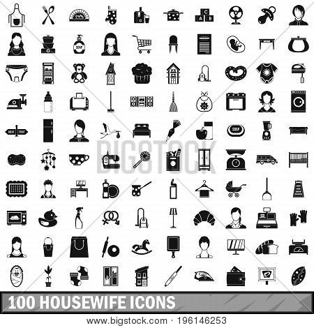 100 housewife icons set in simple style for any design vector illustration