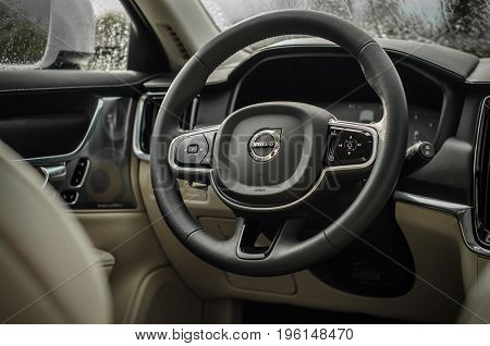 Moscow, Russia - May 3, 2017 Volvo V90 Cross Country, Interior View. Test Of New Volvo V90 Cross Cou
