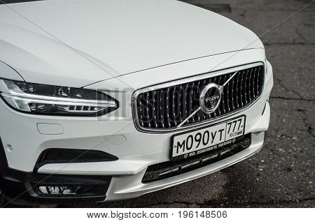 Moscow, Russia - May 3, 2017 Volvo V90 Cross Country, Front-side View. Test Of New Volvo V90 Cross C