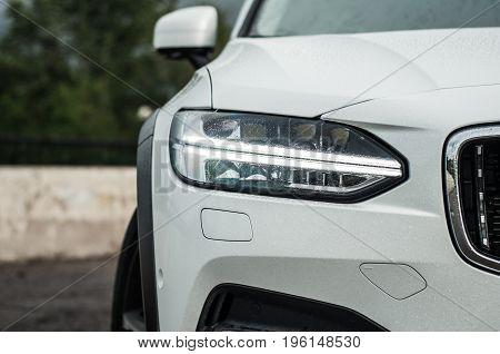 Moscow, Russia - May 3, 2017 Volvo V90 Cross Country, Front-side View. Test Of New Volvo V90 Cross C