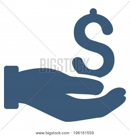 Dollar Donation Hand vector icon. Flat blue symbol. Pictogram is isolated on a white background. Designed for web and software interfaces.
