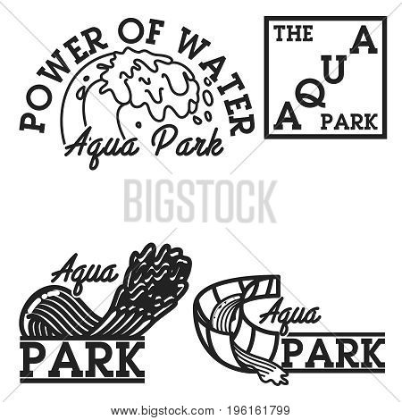 Color vintage aquapark emblems. Summer sign. Vector illustration, EPS 10
