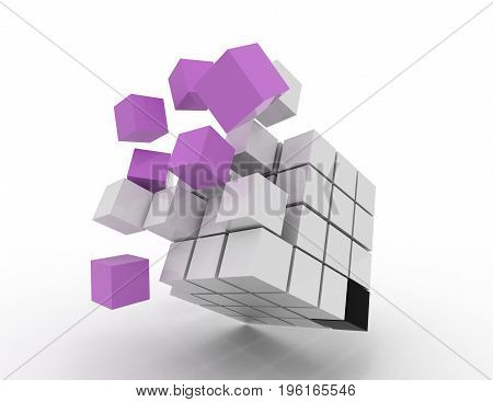 explosion cube  buciness concept  . 3d rendered  illustration