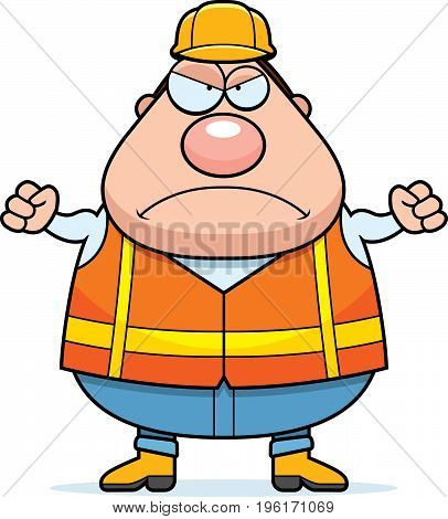 Angry Cartoon Road Worker