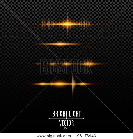 Abstract golden lights. Glowing neon lines. Sound vibrations and light flashes are isolated. Vector illustration