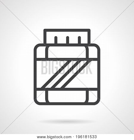 Abstract symbol of jar with BCAA. Sport nutrition and supplements concept. Black simple line design vector icon.