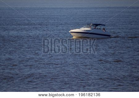 Boat speed boat on the sea with sky natural beauty.
