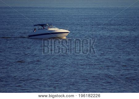 Boat speed boat on the sea with sky natural beauty.