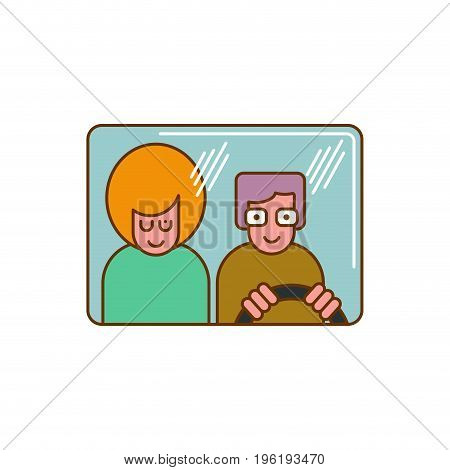 Driver And Passenger Icon. Windshield. Driving Illustration