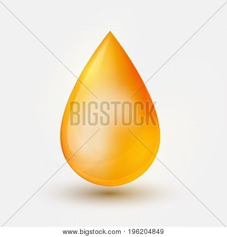 Realistic yellow  oil drop  on white background. Vector illustration