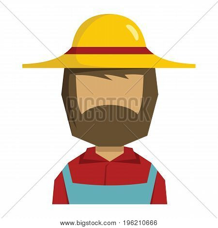 Farmer flat cartoon icon. Farmer man vector illustration for design and web isolated on white background. Agro man vector object for labels, logos and advertising
