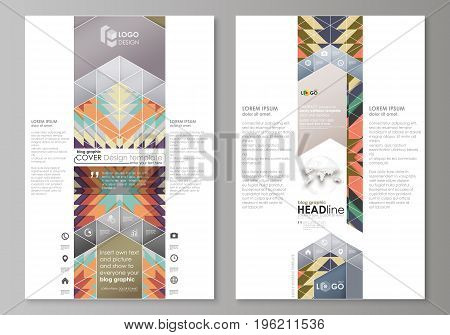 Blog graphic business templates. Page website design template, easy editable abstract vector layout. Tribal pattern, geometrical ornament in ethno syle, ethnic hipster backdrop, vintage fashion background.