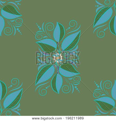 Vector Illustration. Seamless Pattern. Floral Sketch. Indian Ornament. Colorful Ornamental Border. O
