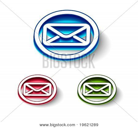 Icône de courriel Web brillant 3D