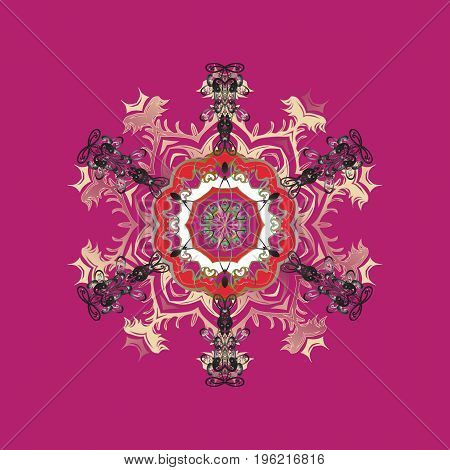 Snow Crystal Regular Texture. Snowflake Doodles. Vector Seamless Pattern With Stylized Snowflakes. W
