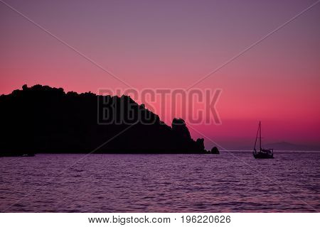 Giglio Island Sea At Dusk