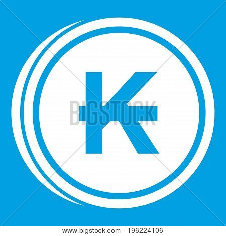 Coins lao kip icon white isolated on blue background vector illustration