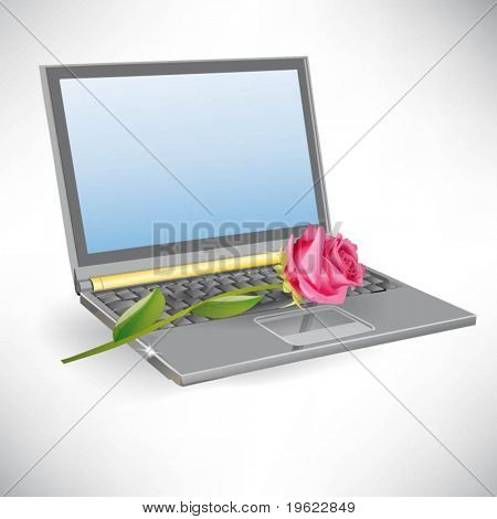  Foto von rosa rose Bud liegend auf weißen Computer board