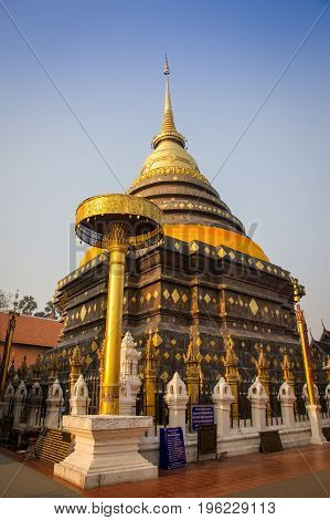 Pagoda at Wat Phra That Lampang Luang. Lanna style temple