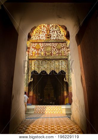 Entrance of Wat Phra That Lampang Luang. Lanna style temple