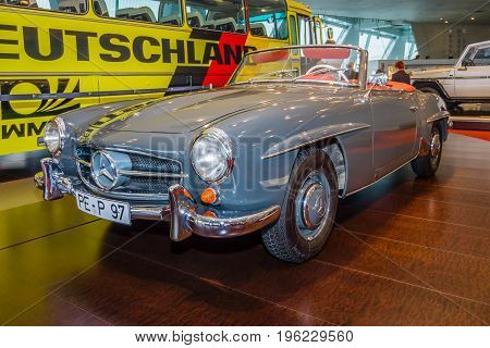 STUTTGART GERMANY- MARCH 19 2016: Roadster Mercedes-Benz 190 SL (W121) 1958. Mercedes-Benz Museum.