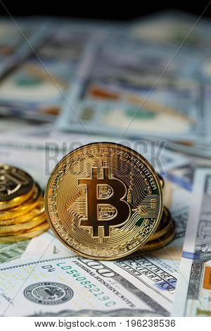 Golden bitcoin. Bitcoin cryptocurrency.