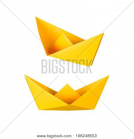 origami boat or paper boat isolated on white