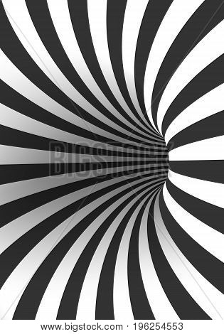 Illustration of Vector Tunnel Template. Spiral Illusion Twisted Vortex Shape