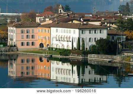 The Village Of Bissone On Lake Lugano
