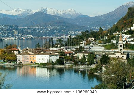 The Village Of Bissone On Lake Lugano