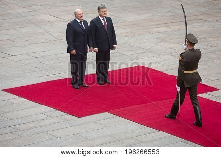 Petro Poroshenko And President Of Belarus Alexander Lukashenko