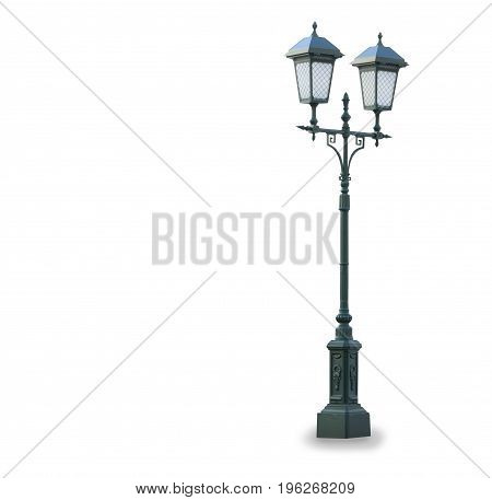 Old vintage stret lamp isolated over white