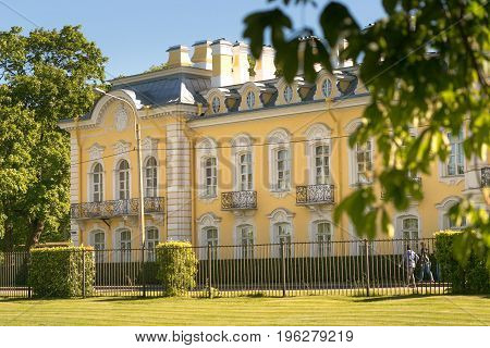 St. Petersburg, Russia - 28 June 2017: A Beautiful Building In The Park Of Peterhof In Petersburg.