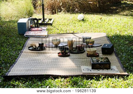 People Prepare And Making Sado Chanoyu Or Japanese Tea Ceremony, Also Called The Way Of Tea At Outdo