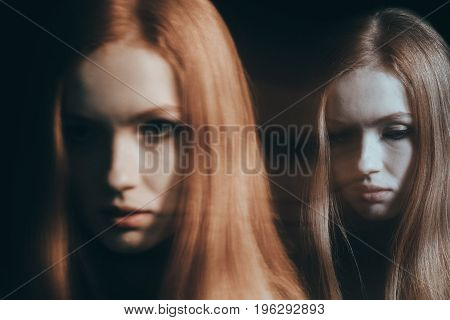 Teenager feeling hopeless and resigned in a mental illness concept