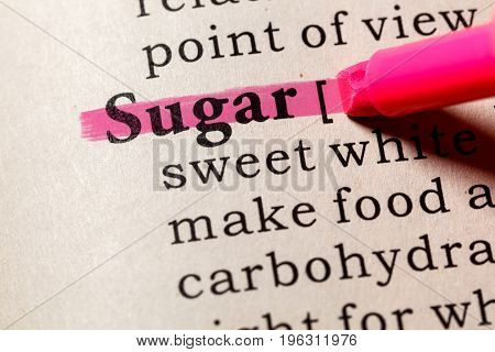 Fake Dictionary Dictionary definition of the word sugar. including key descriptive words.