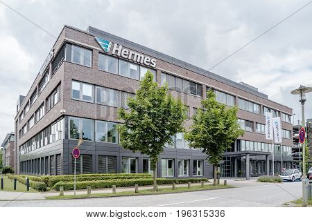 Hamburg , Germany - July 15, 2017: The company Hermes is organizing their business from the headquarter in the city of Hamburg, Germany, Europe