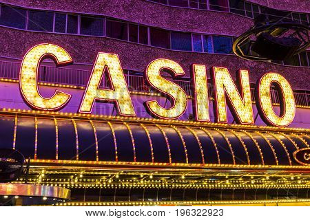 Las Vegas - Circa July 2017: Neon Casino Sign at the Fremont Street Experience. Fremont Street is the anchor of Downtown II