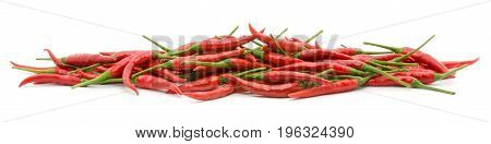 Stack Of Hot Chili Pepper Or Small Chili Padi, Isolated On White Background