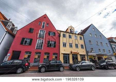 Schongau, Germany - October 2016: walking along the town streets