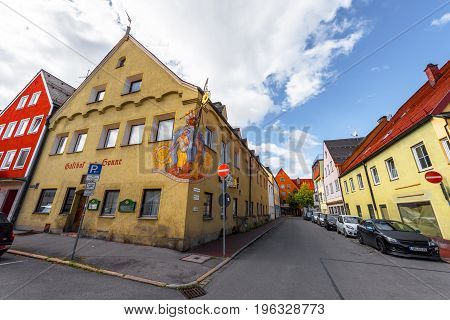 Schongau, Germany - October 2016: walking along the town streets