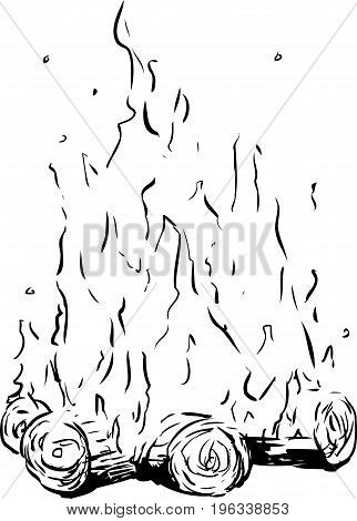 Bonfire Or Campfire With Hot Flames Outline