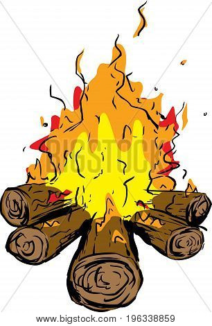 Logs With Burning Hot Flames