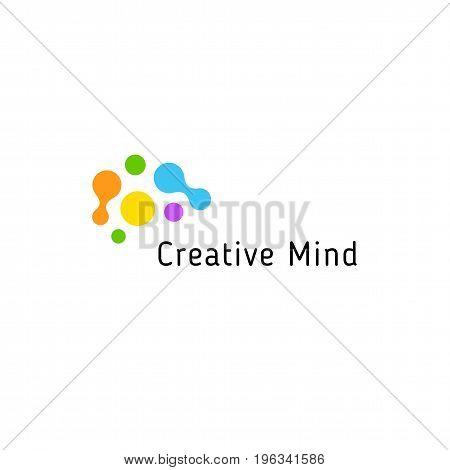 Brain storming business vector isolated logo template. Colorful creative mind logotype connected points. Dots simple logotype